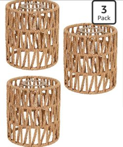 3 Pack Rattan Lamp Shade Small Boho Shades Replacement