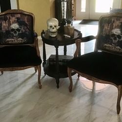 Pair Of Gothic Skull Chairs