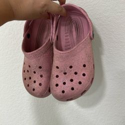 Pink Glitter Crocs 
