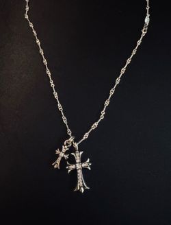 Crome Heart Style Cross Gem Necklace