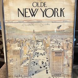 Olde New York City Poster Framed