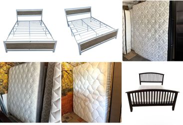 FREE lamp w/purchase of 12” Organic Cotton, Sealy, Englander  queen size mattress $125 ea, box spring $50, mahogany or platform $95 ea
