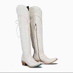 Lane Women's Lexington Leather Tall Western Boot - Snip Toe Ivory 7 