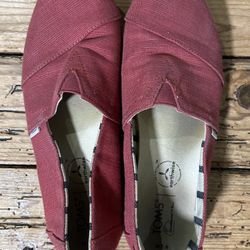TOMS Red Fabric Alpargata Cloudbound Slip On Flats