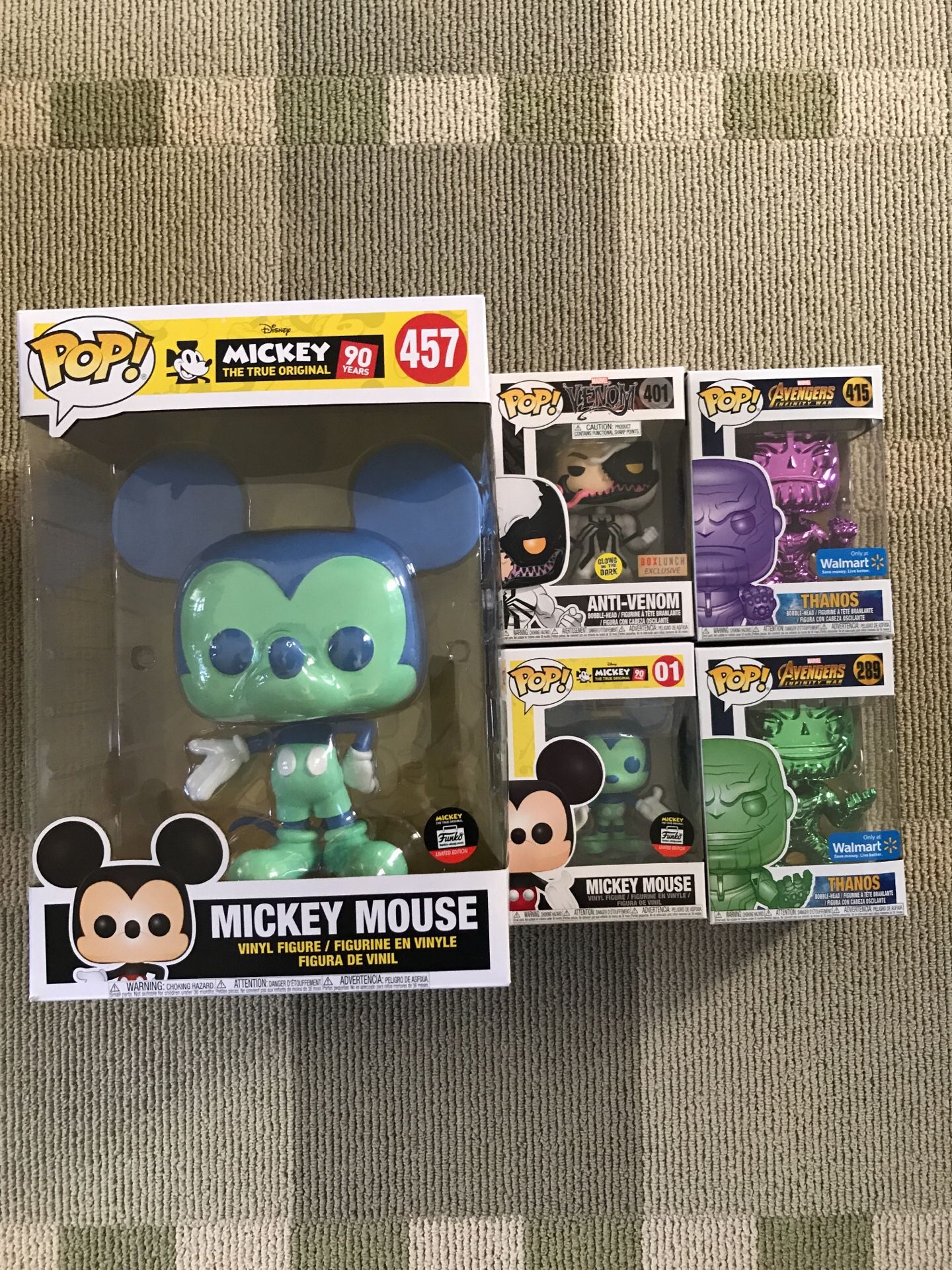Mickey Mouse Funko pop exclusives Chrome thanos Anti-venom funko