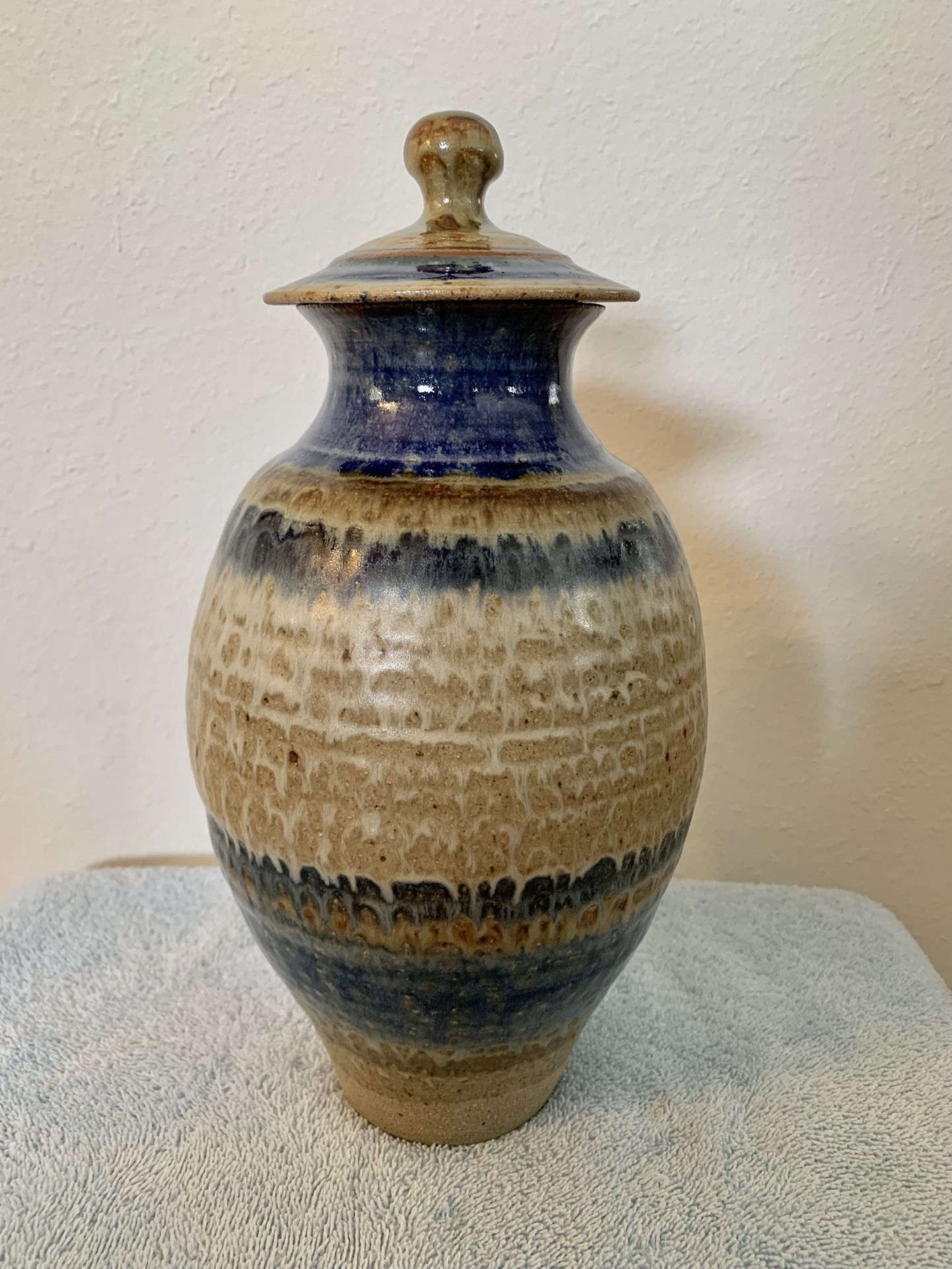 Handmade pottery vase w. lid by Colorado native Greg Metcalf