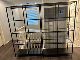 IKEA VITTSJÖ Glass & Metal Shelving Units – Set of 2
