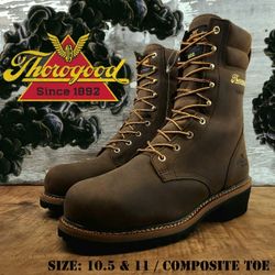 New THOROGOOD Logger Series Composite Toe Waterproof 600g Insulated Work Boots Botas Size: 10.5 & 11