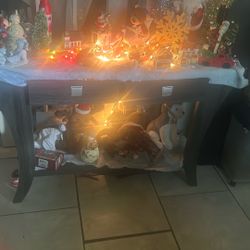 Furniture Table Like New Gray With Two Drawers