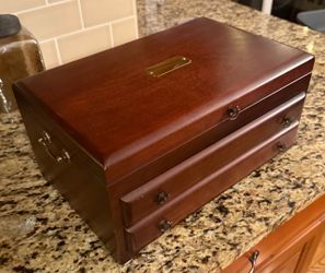 Vintage Reed & Barton Mahogany Jewelry Box Including Jewelry