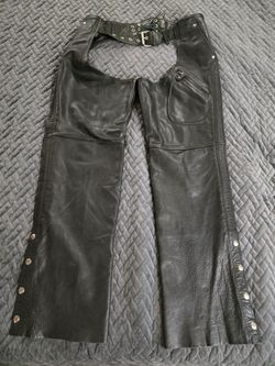 Black Leather Chaps Pants Mens 40" Waist