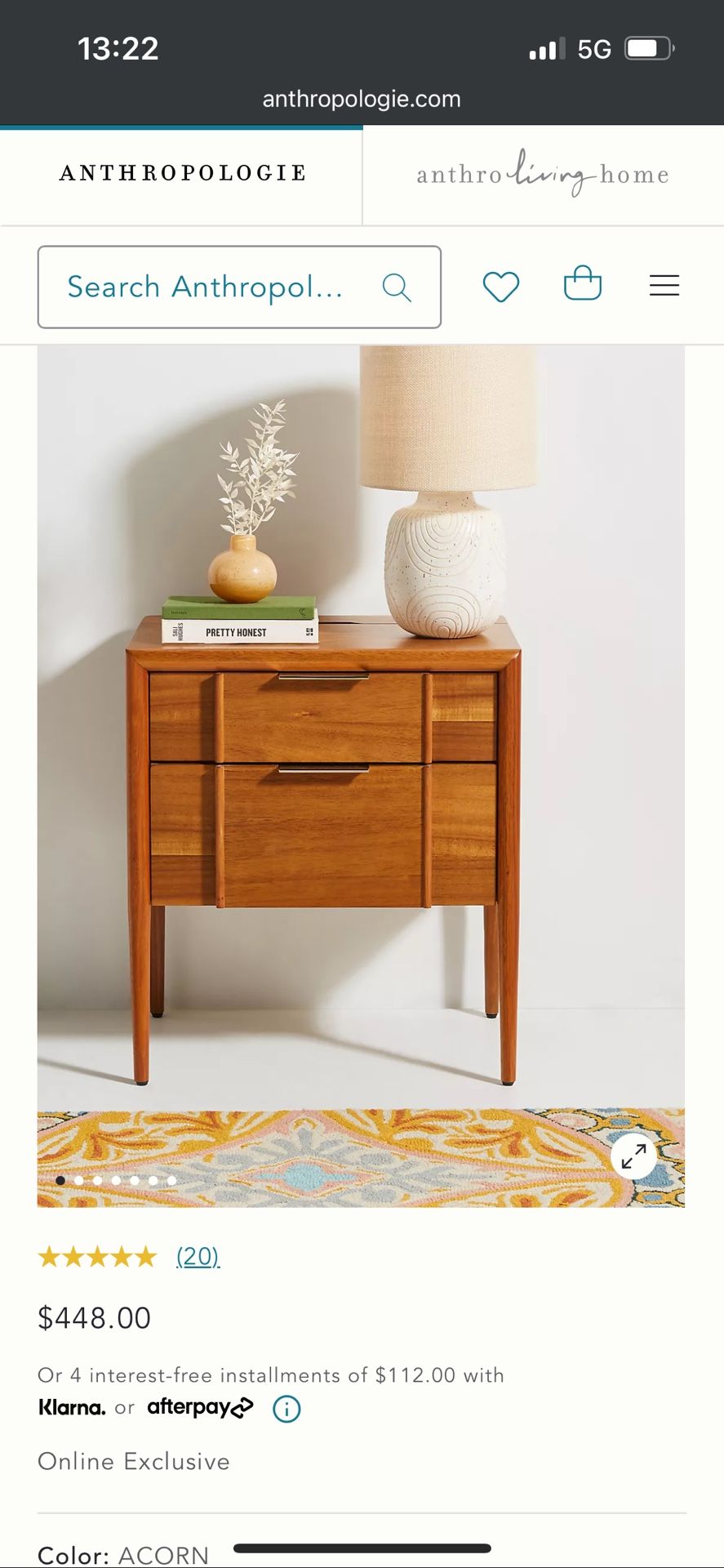 Anthropologie Quincy Charging Nightstands Set