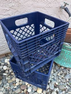 2 Sturdy Blue Milk Crates