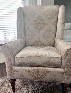 Wingback Accent Chair with Medallion Pattern