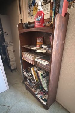 Vintage Style Narrow Wood Bookcase - 4-Tier Shelf (58" Tall)