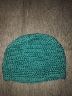 Turquoise slouchy beanie hand made