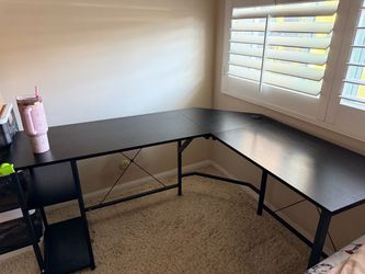 Black L-Shaped Computer Desk – Like New