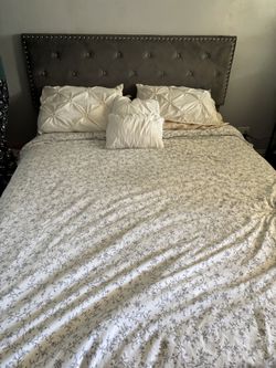 Grey Suede Upholstered Bed Frame Only