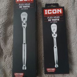 ICON Flex Head 90 Tooth Ratchets. 3/8 Inch And 1/4 Inch. Brand New. $20 Each. $40 For Both 