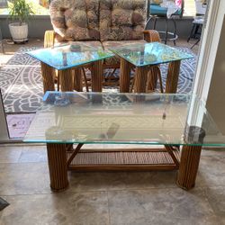 Bamboo Glass Top Coffee Table