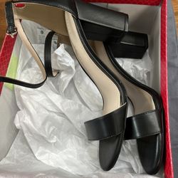 Block Heel Black Strappy Sandals- Brand New In Box