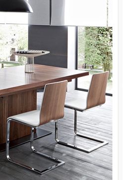 Dining Chairs Set 2 Kitchen Modern Metal Chairs with Faux Leather Padded Seat High Back and Sturdy.