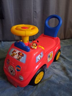 MickeyMouse Lights & Sounds Fire Engine Push-To-Floor Ride-On  Toy