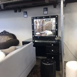 Black Vanity W/ Stool  