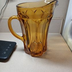 Vintage Amber Glass Pitcher