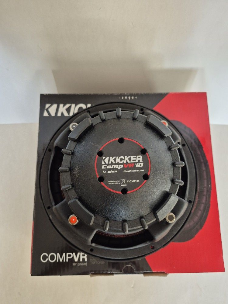 KICKER ( 1 ) 10 INCH DUAL 4 OHM VOICE COIL CAR SUBWOOFER 700 WATTS ( BRAND NEW PRICE IS LOWEST INSTALL NOT AVAILABLE )