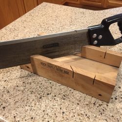 Maple Miter Box with a sharp Stanley backsaw. 
