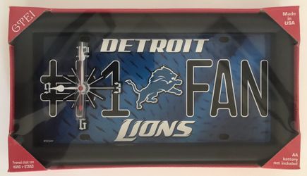 Detroit Lions NFL License Plate Clock
