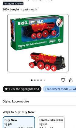 BRIO World Mighty Red Action Locomotive - Battery-operated Toy Train for Wooden Track - Motorized Train with Light & Sound - Compatible with All BRIO 