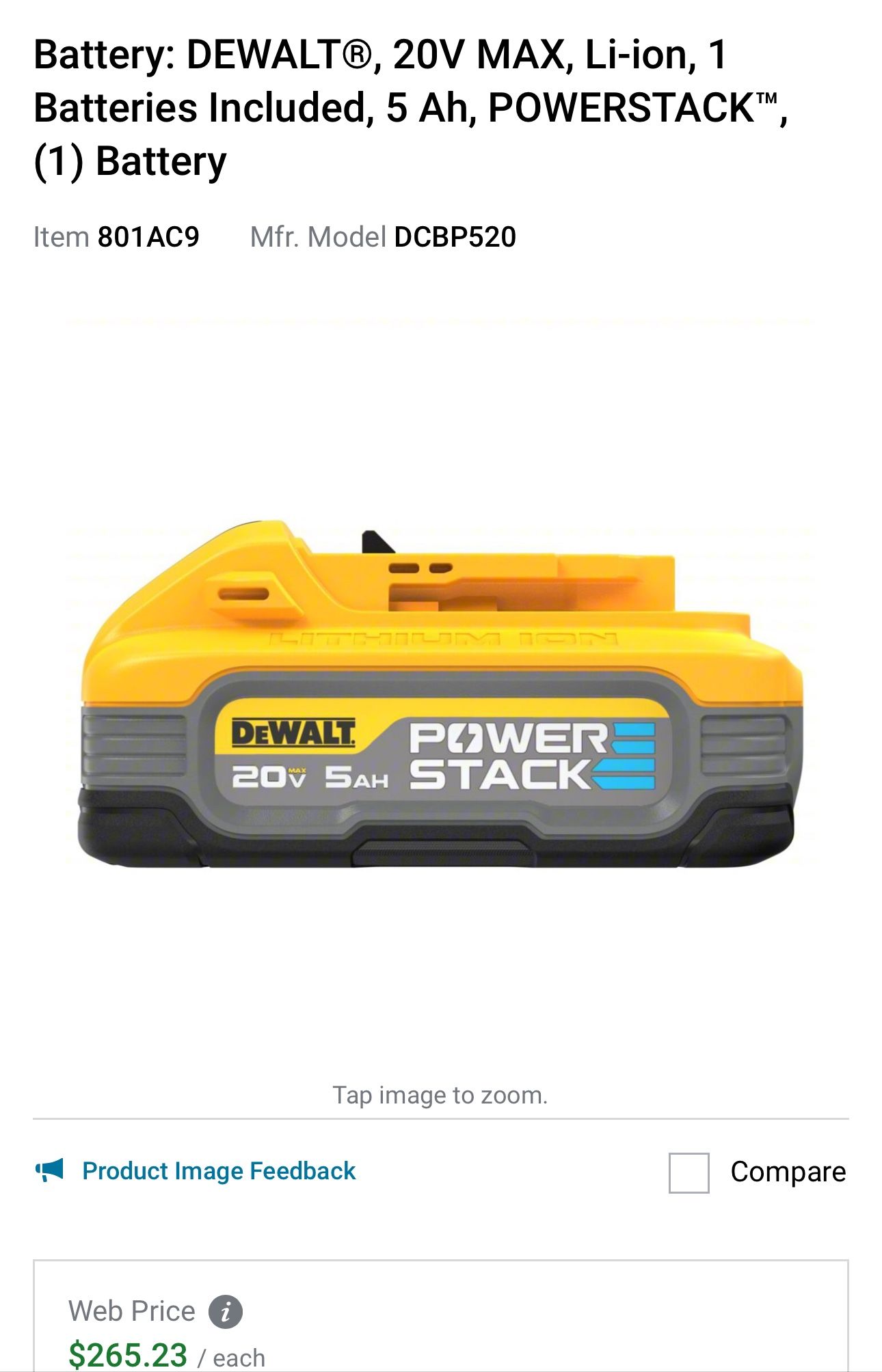 Dewalt Power stack Battery 5ah
