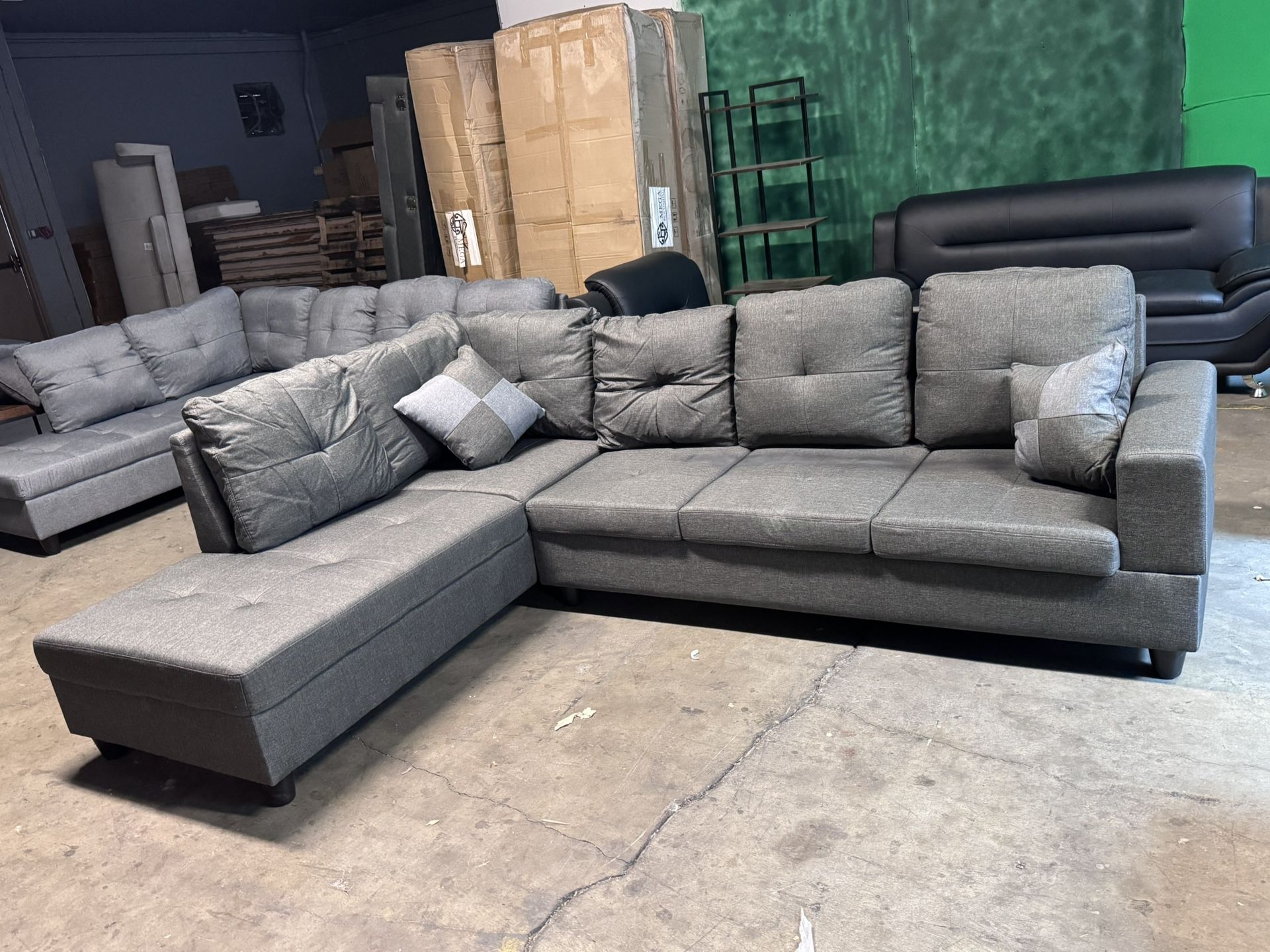 L Shaped Couch Sectional Couches for Living Room Upholstered Linen 2 Pieces Modular Sectional Sofa