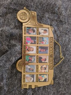 1980s Brass School Bus Picture Frame