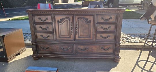 Dark Wood Dresser and Mirror