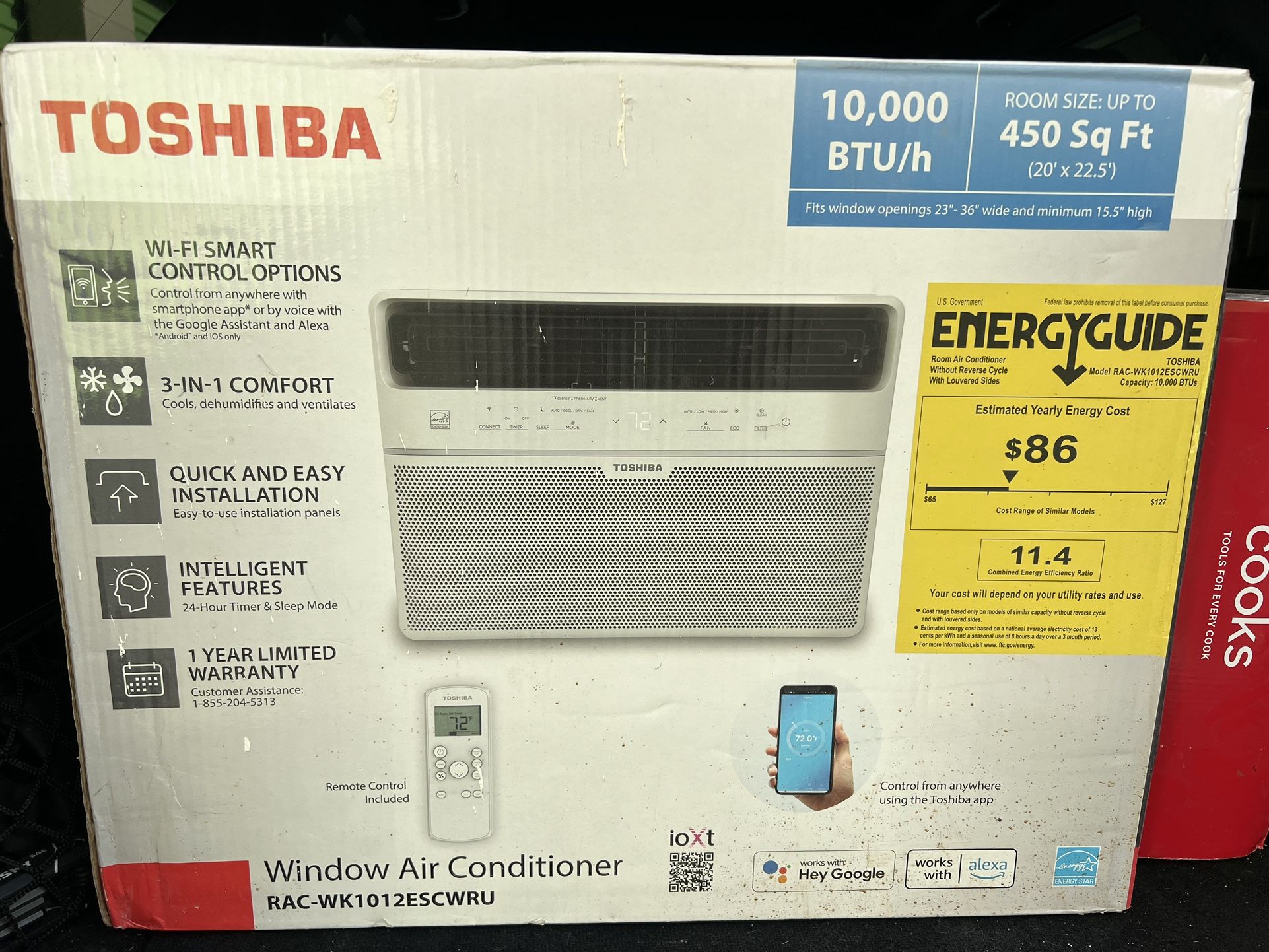 Toshiba In Window AC 10000 BTU 