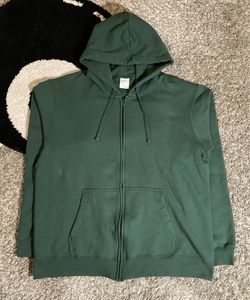 Evergreen Heavyweight Zip-Up Jacket Port & Company Wolf & Golden Gate Bridge Graphic