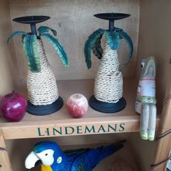 Pair of cool cool Palm tree candleholders