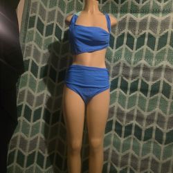New Blue Set Bikini Size Large Stretch 