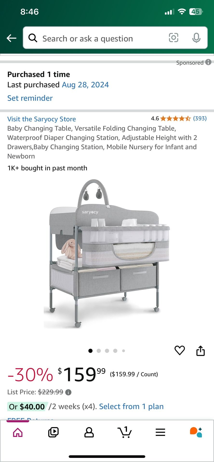 Saryocy Baby Changing Table