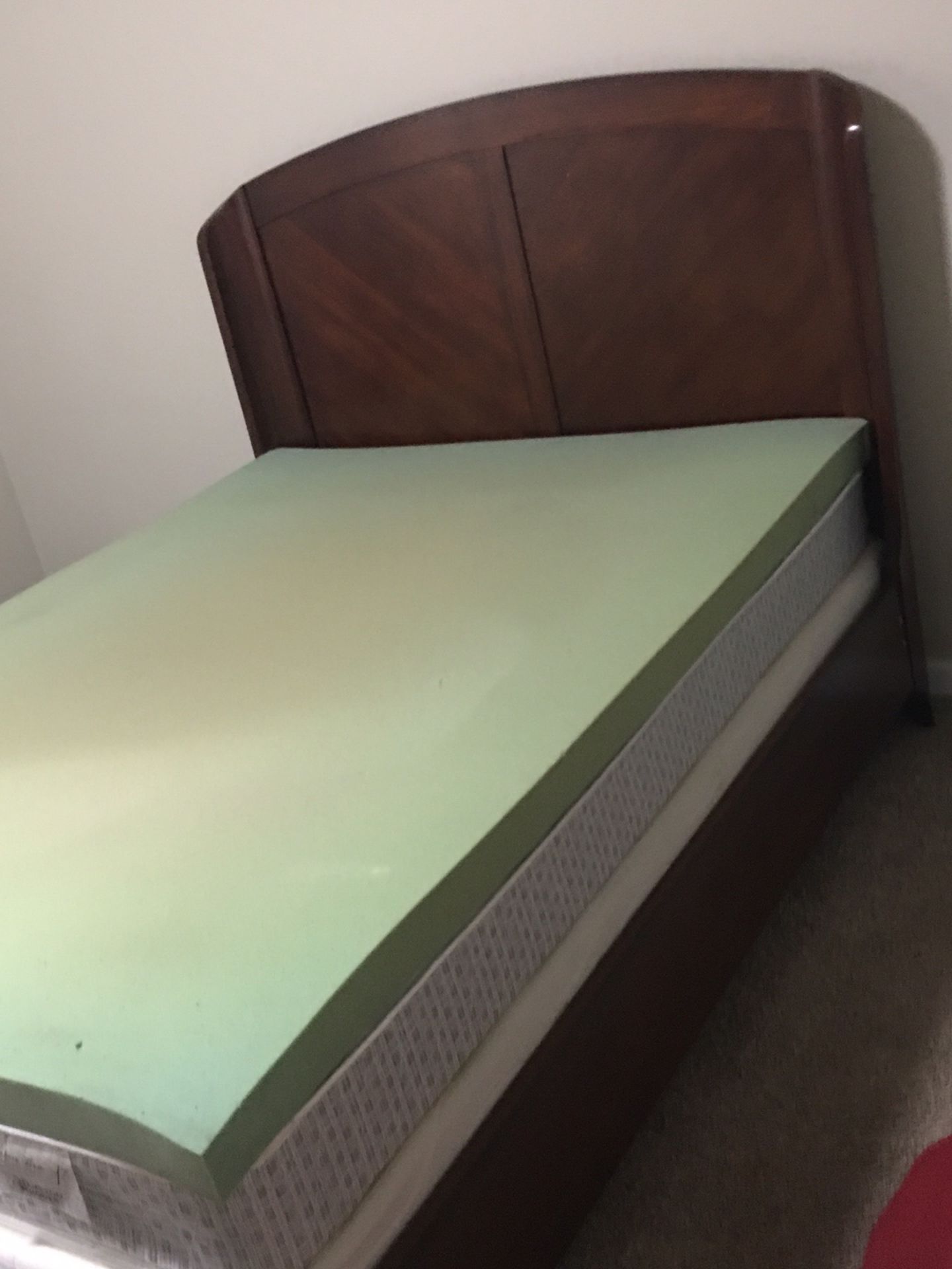 Queen Bed Set (frame, Headboard, Box spring, Mattress Pad, Mattress