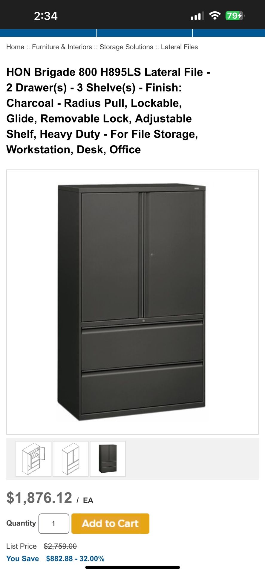 Brigade 800 Series36w 2drawer Lateral File with Top Cabinet with 3shelves