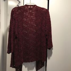 3/4 Sleeve Beautiful Burgundy Hollow Lace Shawl. Size-M.
