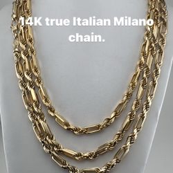 14K true Italian Milano  chain. 8mm 24in -28in re stock.