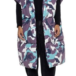 CAMO LONGLINE PUFFER VEST 