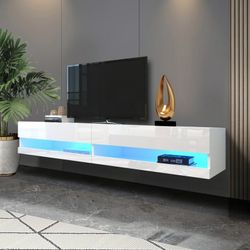 70” TV Stand with LED Lights, Floating TV Stand Wall Mounted Media Console 80 Inch TV Stand with 20 Color LED Lights [NEW] **Assembly Req** 