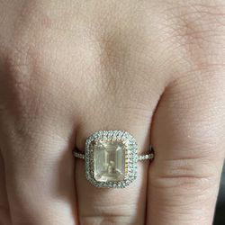 Pink Morganite and diamond Engagement Ring 