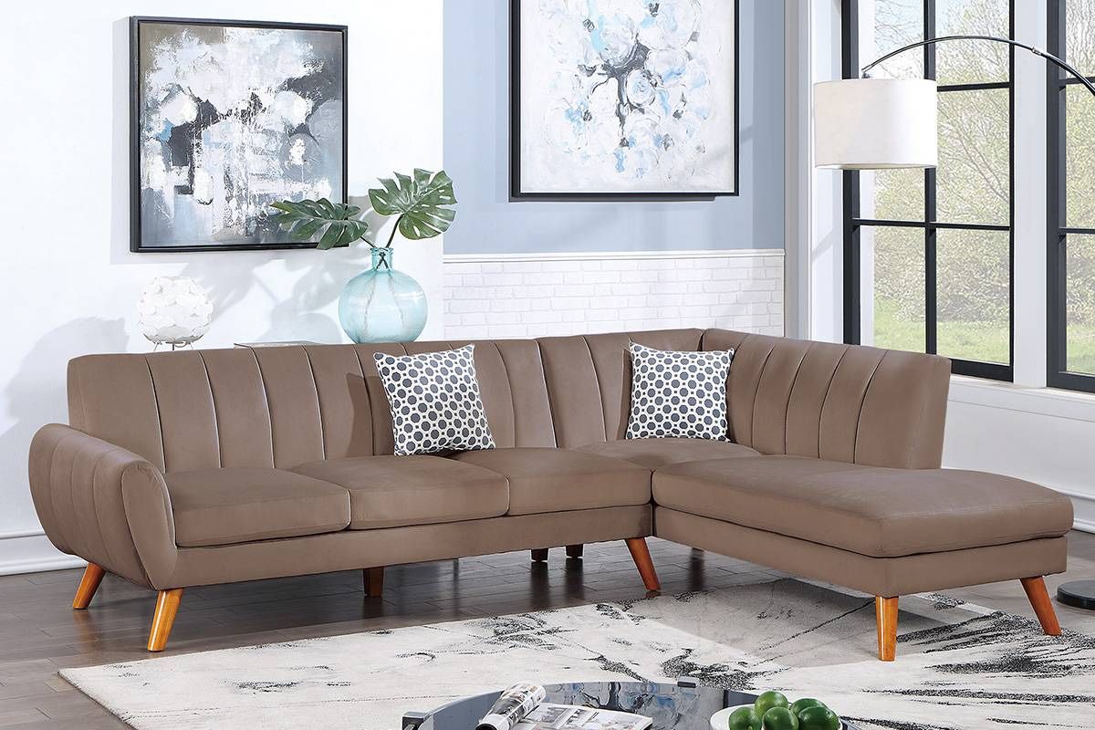 SECTIONAL LIGHT BROWN VELVET (P8869) $$649